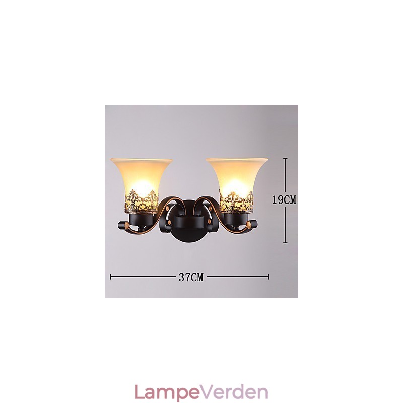 Dobbelthoved Amerikansk landskab vintage metal med glas væglampe til kantinen stuen Entry Foyer Dekorer væglampe