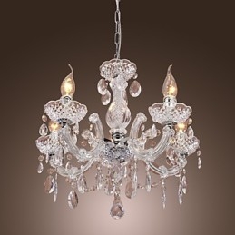 Upligh krom loftslampe stearinlys akryl armatur lysekrone pendel