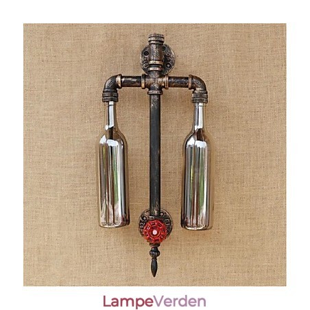 Amerikansk tema Restaurant Bar Strygejern Med Switch Vandrør Vinflaske Væglampe Grå Amerikansk tema Restaurant Bar Strygejern Med Switch Vandrør Vinflaske Væglampe Grå