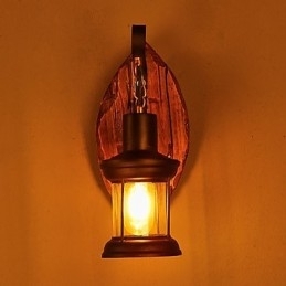 Enkelt hoved Industriel Vintage Retro Træ Metal Maleri Farve Væglampe til Home Hotel Corridor Dekorer væglampe