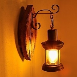 Enkelt hoved Industriel Vintage Retro Træ Metal Maleri Farve Væglampe til Home Hotel Corridor Dekorer væglampe