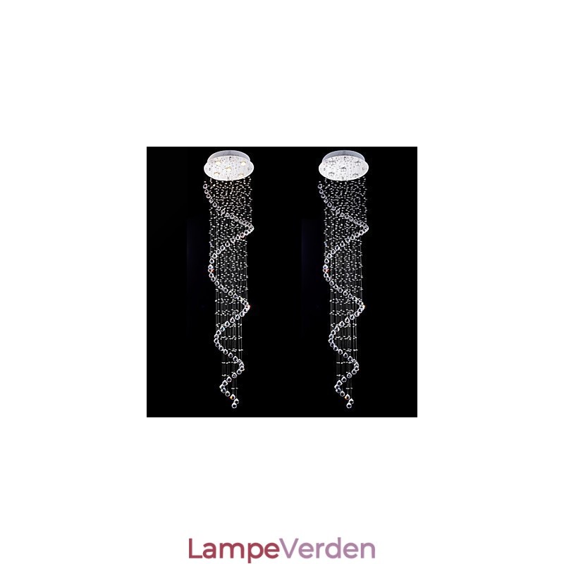 Krystal Pendel Lysekrone Belysning 5 Lys Sølv Canpoy Klar K9 Krystal Helix Loftslamper