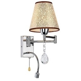 Væglampe til Soveværelse Læselampe Stof Lampe Moderne Moderne Country Krom Funktion til Crystal Swing Arm