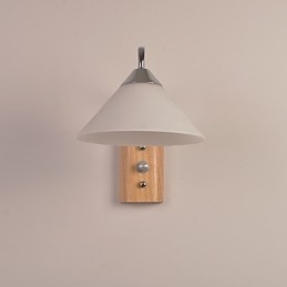Enkel væglampe Sengebordslampe med glasskærm og massivt træ til kommode i soveværelset Stue Babyværelse College sovesal Sofabord Bogreoler
