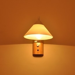 Enkel væglampe Sengebordslampe med glasskærm og massivt træ til kommode i soveværelset Stue Babyværelse College sovesal Sofabord Bogreoler