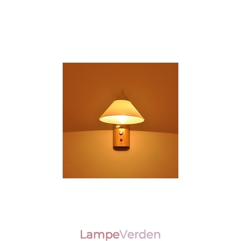 Enkel væglampe Sengebordslampe med glasskærm og massivt træ til kommode i soveværelset Stue Babyværelse College sovesal Sofabord Bogreoler