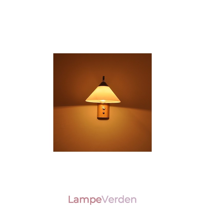 Enkel væglampe Sengebordslampe med glasskærm og massivt træ til kommode i soveværelset Stue Babyværelse College sovesal Sofabord Bogreoler