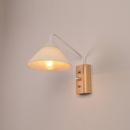 Enkel væglampe Sengebordslampe med glasskærm og massivt træ til kommode i soveværelset Stue Babyværelse College sovesal Sofabord Bogreoler