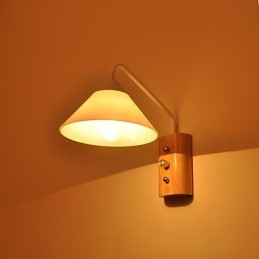 Enkel væglampe Sengebordslampe med glasskærm og massivt træ til kommode i soveværelset Stue Babyværelse College sovesal Sofabord Bogreoler
