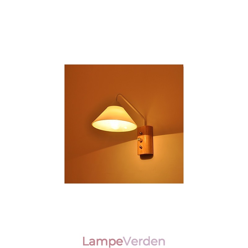 Enkel væglampe Sengebordslampe med glasskærm og massivt træ til kommode i soveværelset Stue Babyværelse College sovesal Sofabord Bogreoler