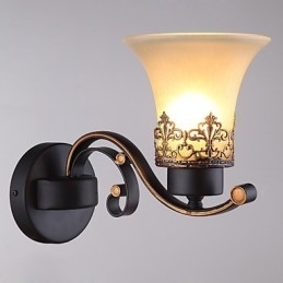 Enkelt hoved Amerikansk landskab vintage metal med glas væglampe til kantinen stuen Entry Foyer Dekorer væglampe