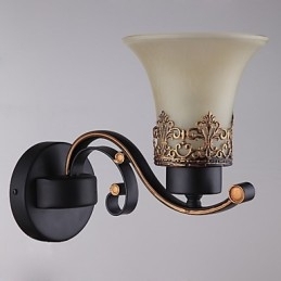 Enkelt hoved Amerikansk landskab vintage metal med glas væglampe til kantinen stuen Entry Foyer Dekorer væglampe