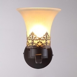 Enkelt hoved Amerikansk landskab vintage metal med glas væglampe til kantinen stuen Entry Foyer Dekorer væglampe