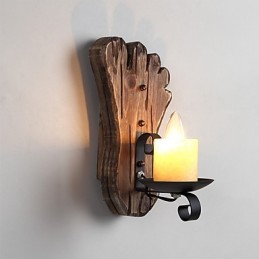 Enkelt hoved Industriel Vintage Retro Træ Metal Maleri Farve Væglampe til Home Hotel Corridor Dekorer væglampe