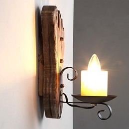 Enkelt hoved Industriel Vintage Retro Træ Metal Maleri Farve Væglampe til Home Hotel Corridor Dekorer væglampe