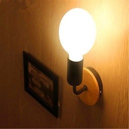 Moderne Minimalistisk Kreativ Personlighed Træ Jern Lampe Gang Balkon Soveværelse Sengebord Jern Væglampe