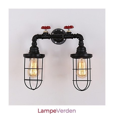 2 Hoveder Retro Industrirør Væglamper Simple Loft Sort Fuglebur Metal Spisestue Køkken Bar Cafe Dekoration belysning 2 Hoveder Retro Industrirør Væglamper Simple Loft Sort Fuglebur Metal Spisestue Køkken Bar Cafe Dekoration belysning