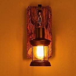 Single Head Industriel Vintage Retro Træ Metal Maleri Farve Væglampe til Home Hotel Corridor Dekorer væglampe