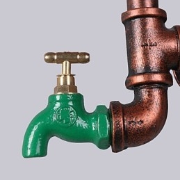 Vintage Industrial Pipe Væglamper Træ Gear Form Kreative drejelige lys Restaurant Cafe Bar Dekoration belysning