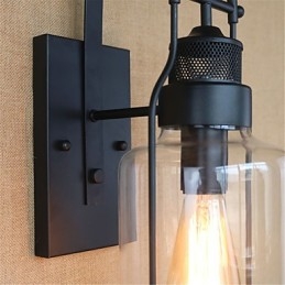 Rustik Lodge Country Retro Sort Oxide Finish Funktion til Øjenbeskyttelse Ambient Light