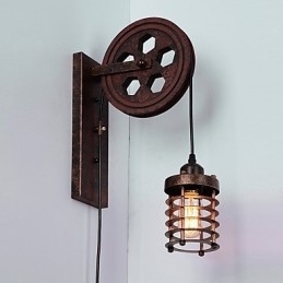Industriel Retro Iron Væglampe Creative Personality Lift Pulley Væglampe