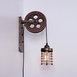 Industriel Retro Iron Væglampe Creative Personality Lift Pulley Væglampe