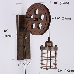 Industriel Retro Iron Væglampe Creative Personality Lift Pulley Væglampe