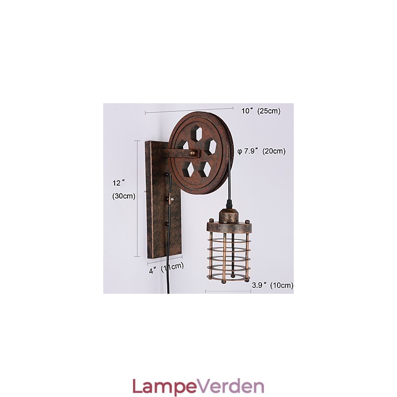 Industriel Retro Iron Væglampe Creative Personality Lift Pulley Væglampe