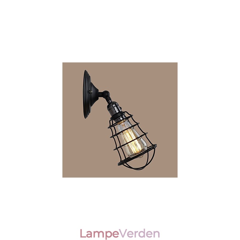 Med afbryder Vintage 1 Light Industrial Sort Metal Bur Loft Væglampe Stue Spisestue Gang Cafe Barer Bar Væglampe