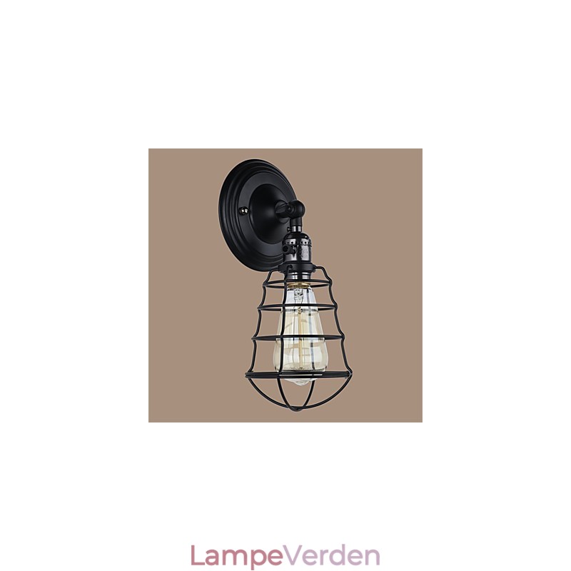 Med afbryder Vintage 1 Light Industrial Sort Metal Bur Loft Væglampe Stue Spisestue Gang Cafe Barer Bar Væglampe