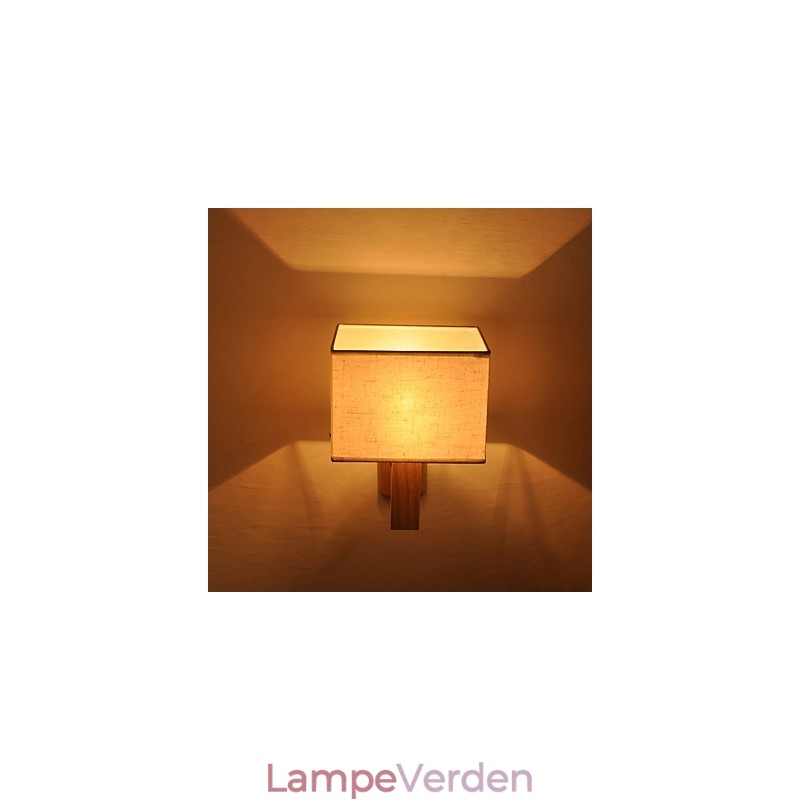 Enkel væglampe Sengebordslampe med stofskærm og massivt træ til kommode i soveværelset Stue Babyværelse