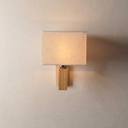 Enkel væglampe Sengebordslampe med stofskærm og massivt træ til kommode i soveværelset Stue Babyværelse