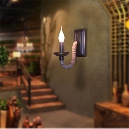 Hamp Rope Retro Væglampe Creative Personality Bar Iron Candle Lamp