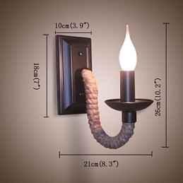 Hamp Rope Retro Væglampe Creative Personality Bar Iron Candle Lamp