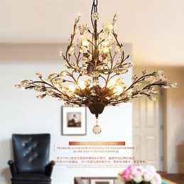 Vintage Crystal Flush Mount 8 lys metal maleri sort eller guld