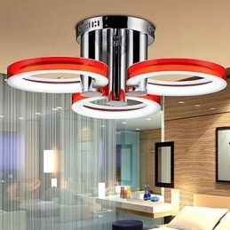 Moderne moderne lysekrone i krommetal, Flush Mount