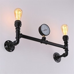 Vintage industrielle rør væglamper sorte kreative lys Restaurant Cafe Bar Dekoration belysning med 2 lys malet finish