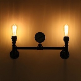 Vintage industrielle rør væglamper sorte kreative lys Restaurant Cafe Bar Dekoration belysning med 2 lys malet finish