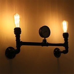 Vintage industrielle rør væglamper sorte kreative lys Restaurant Cafe Bar Dekoration belysning med 2 lys malet finish
