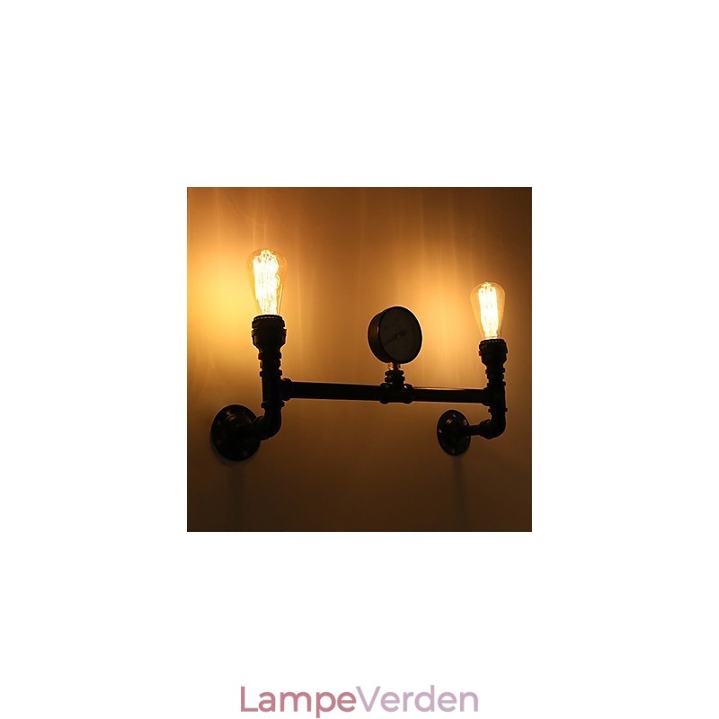 Vintage industrielle rør væglamper sorte kreative lys Restaurant Cafe Bar Dekoration belysning med 2 lys malet finish