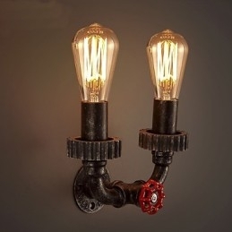 2 hoveder Vintage industrielle metal væglamper Restaurant Cafe Bar Dekoration belysning