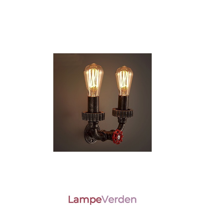 2 hoveder Vintage industrielle metal væglamper Restaurant Cafe Bar Dekoration belysning