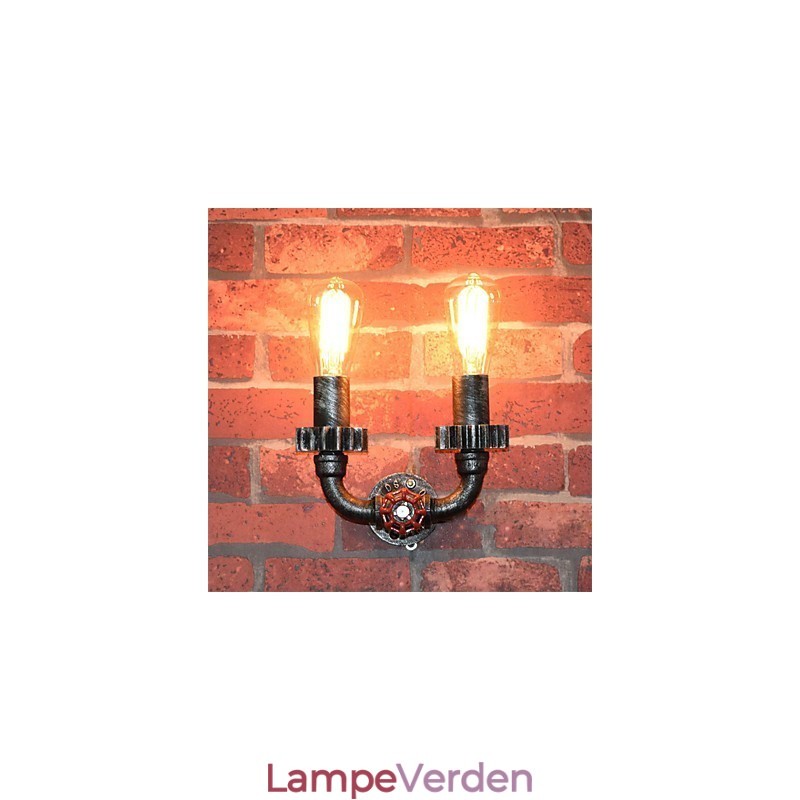 2 hoveder Vintage industrielle metal væglamper Restaurant Cafe Bar Dekoration belysning