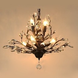 Vintage Crystal Flush Mount 8 lys metal maleri sort eller guld