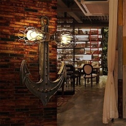 Vintage industrielle væglamper Træ Båd Anker Form Kreativ Restaurant Cafe Bar Dekoration belysning