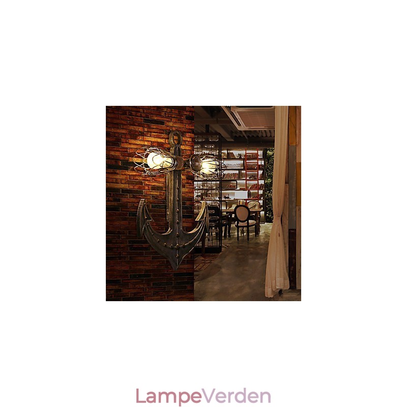 Vintage industrielle væglamper Træ Båd Anker Form Kreativ Restaurant Cafe Bar Dekoration belysning