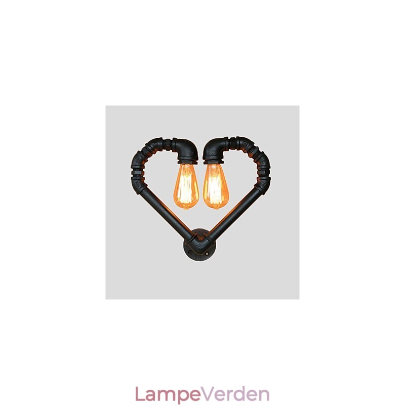 Vintage vandrør Kærligt hjerte Kreativ væglamper Industriel stue Restaurant Barer Cafe dekoration Væglamper