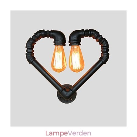 Vintage vandrør Kærligt hjerte Kreativ væglamper Industriel stue Restaurant Barer Cafe dekoration Væglamper