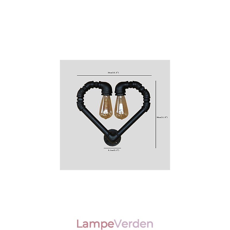 Vintage vandrør Kærligt hjerte Kreativ væglamper Industriel stue Restaurant Barer Cafe dekoration Væglamper