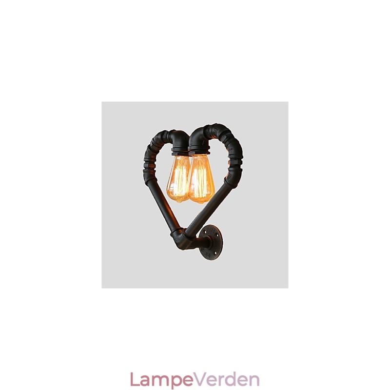 Vintage vandrør Kærligt hjerte Kreativ væglamper Industriel stue Restaurant Barer Cafe dekoration Væglamper